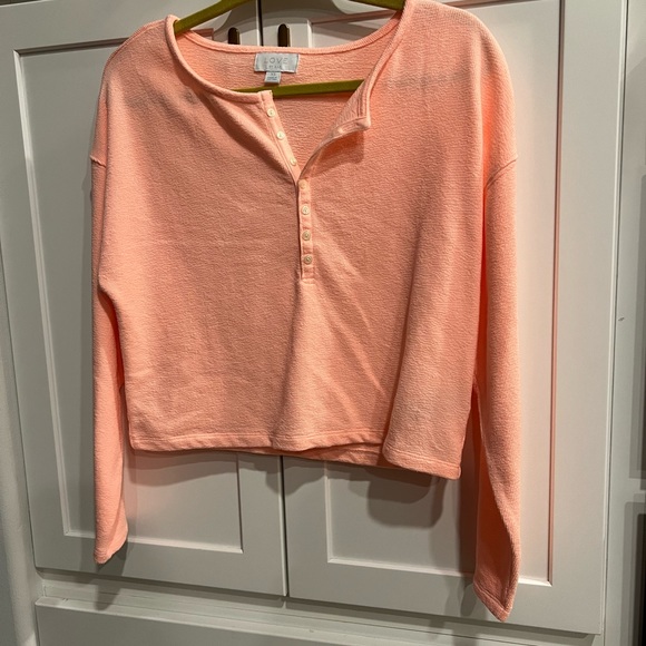LOVE by GAP cropped size XS neon orange oversized henley - Picture 4 of 6